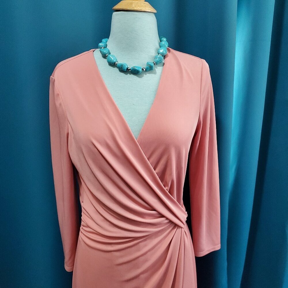 Rose' all day! Elegant Anne Klein wrap-style Midi Dress - 8